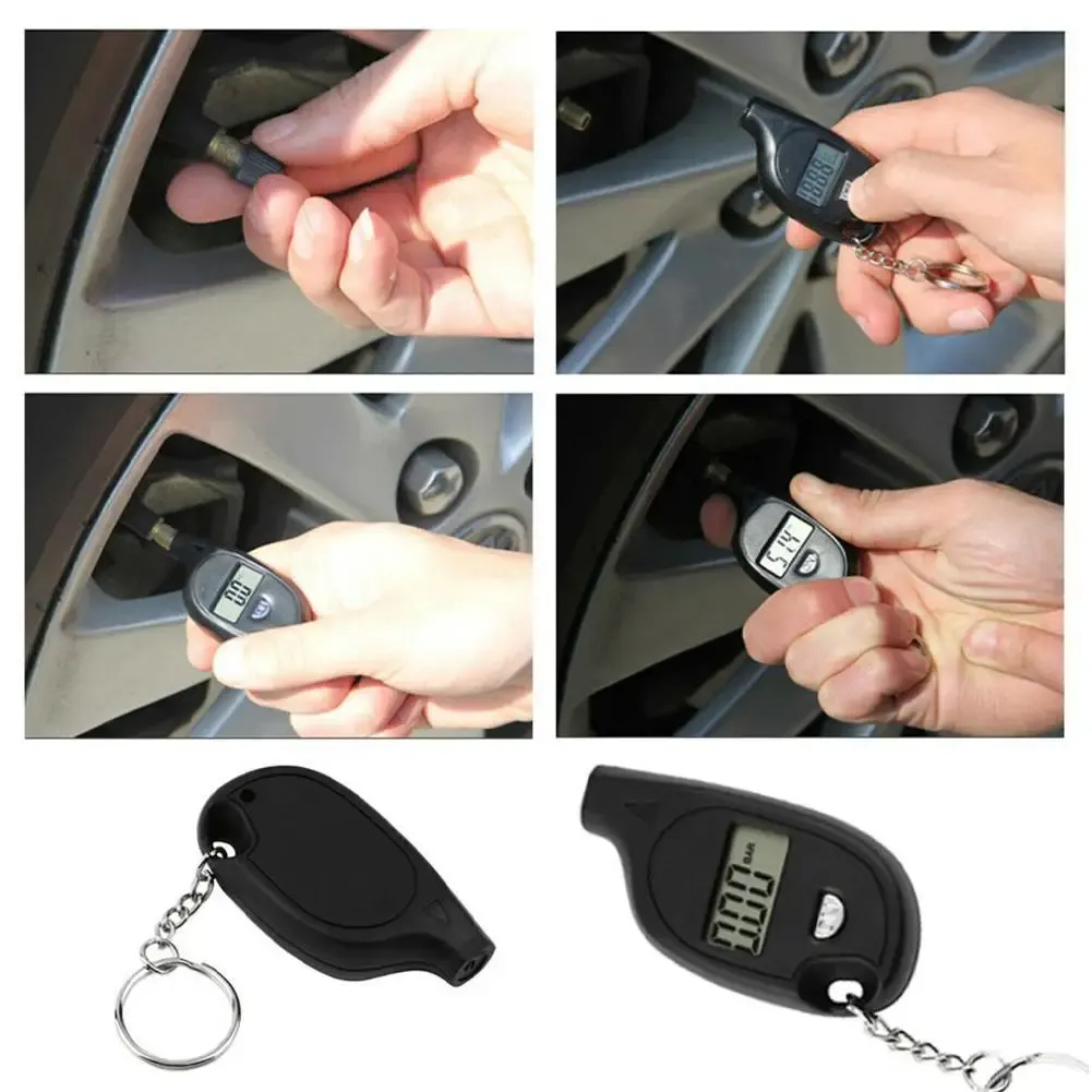 Mini porte-clés testeur de pression de pneu numérique à écran LCD pour voiture et moto 5