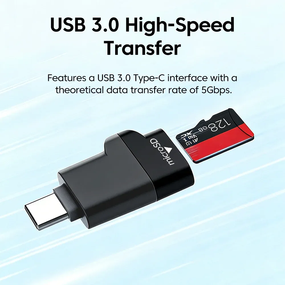 Lecteur de carte TF mini USB-C 3.0 – Adaptateur de carte mémoire externe pour iPhone 17, iPhone 16, MacBook et ordinateur portable 2