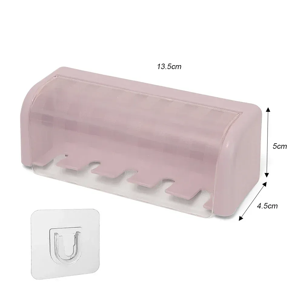Porte-brosses à dents mural avec couvercle, 5 emplacements, sans perçage, auto-adhésif 7