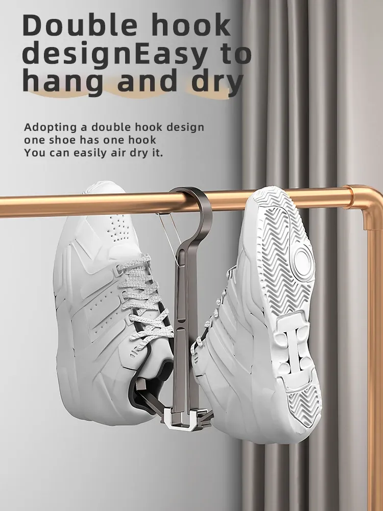 Étendoir à chaussures pliable pour la maison et le balcon, avec crochets pour vêtements | Lundary