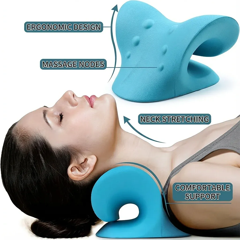 Appareil de traction cervicale relaxant pour le cou et les épaules, oreiller de rééducation pour dormeurs sur le côté, sur le dos et sur le ventre