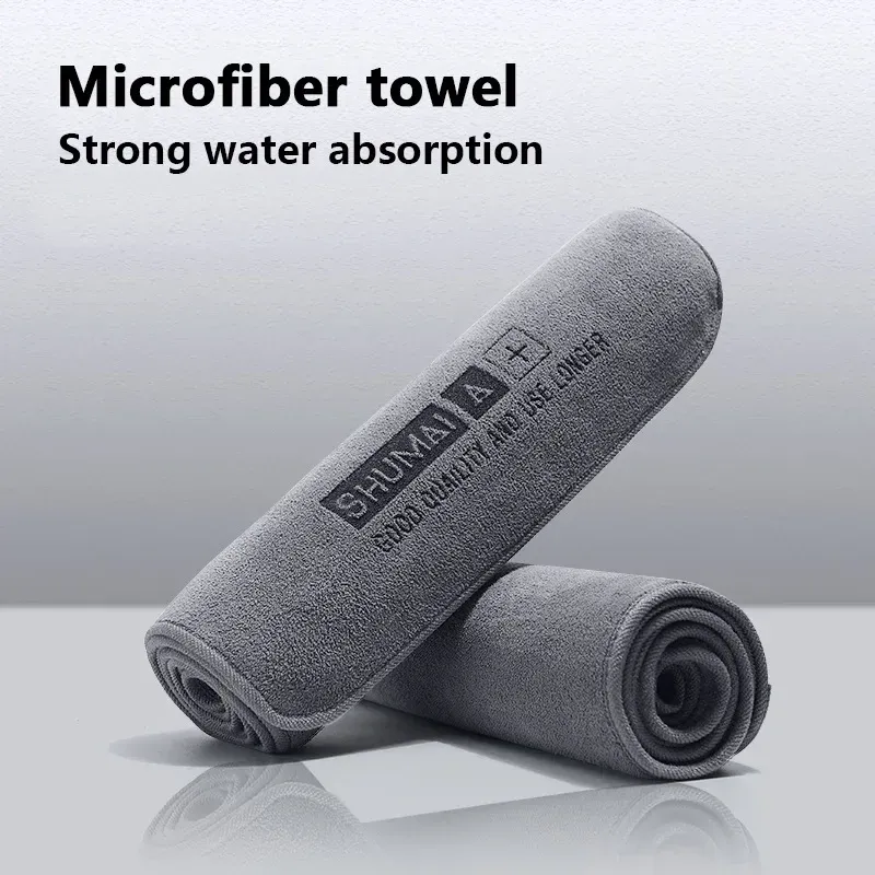 Serviette de lavage et de séchage en microfibre haut de gamme pour automobile, bordure finie