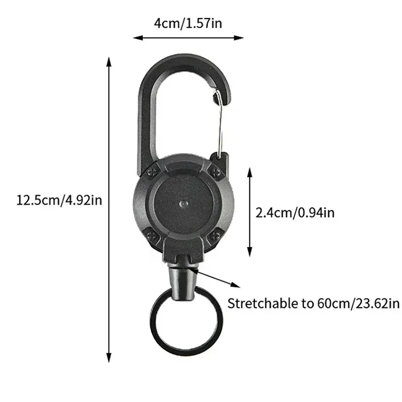 Mousqueton rétractable en acier avec corde métallique et boucle à ressort 6