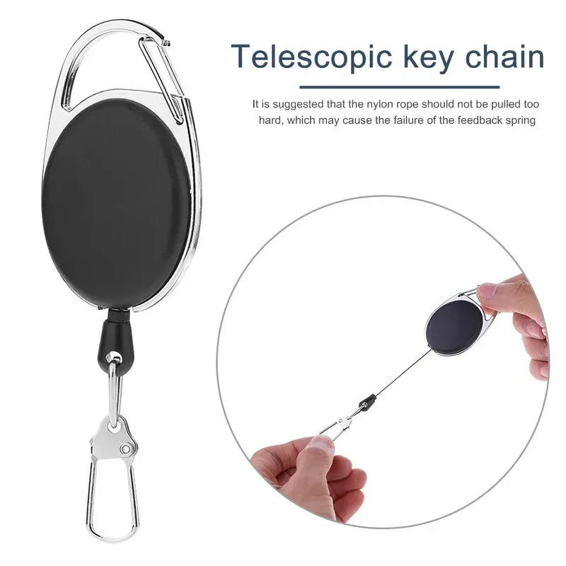 Porte-clés rétractable pour badge avec clip à ressort à dégagement rapide, rétracteur Zinger pour pêche à la mouche, lot de 2 à 12 pièces 3