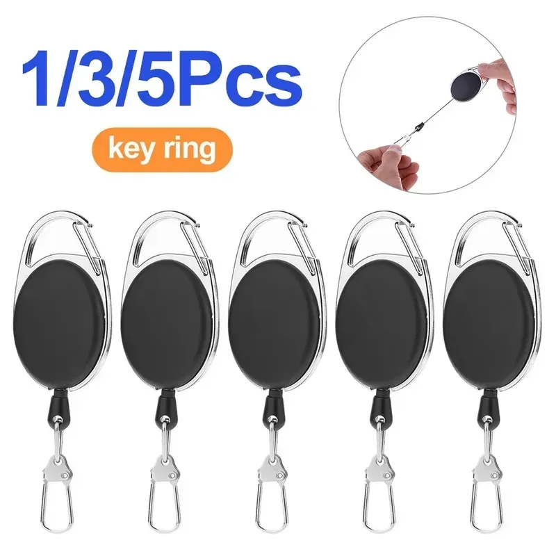 Porte-clés rétractable pour badge avec clip à ressort à dégagement rapide, rétracteur Zinger pour pêche à la mouche, lot de 2 à 12 pièces 2
