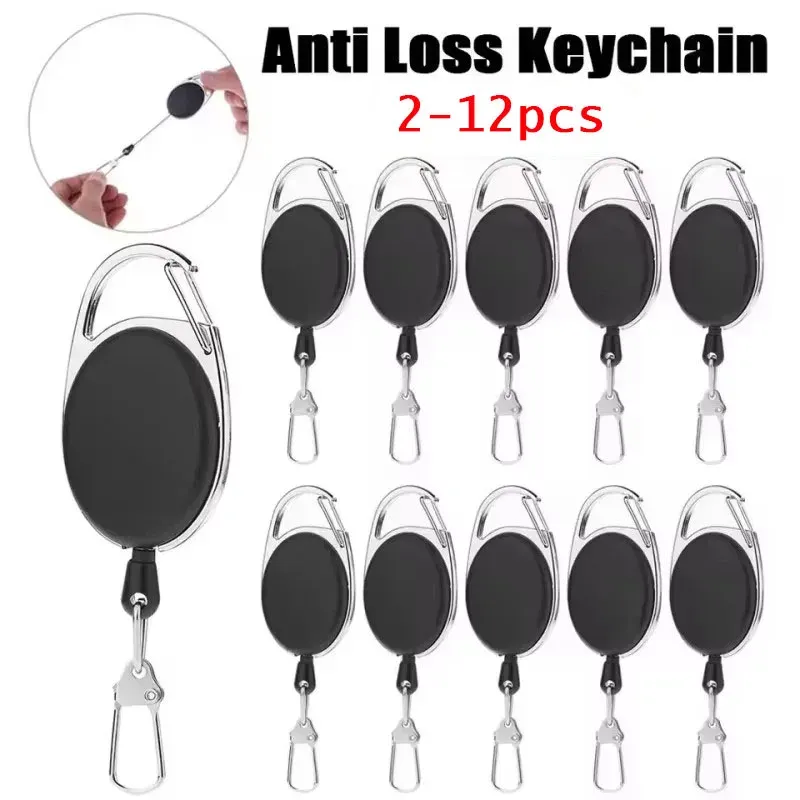 Porte-clés rétractable pour badge avec clip à ressort à dégagement rapide, rétracteur Zinger pour pêche à la mouche, lot de 2 à 12 pièces - Image 1