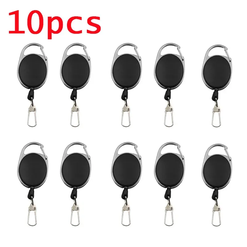 Porte-clés rétractable pour badge avec clip à ressort à dégagement rapide, rétracteur Zinger pour pêche à la mouche, lot de 2 à 12 pièces 10
