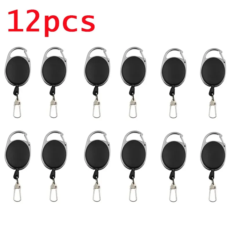Porte-clés rétractable pour badge avec clip à ressort à dégagement rapide, rétracteur Zinger pour pêche à la mouche, lot de 2 à 12 pièces 7
