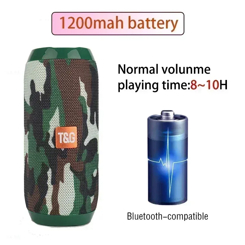 Haut-parleur portable sans fil Bluetooth, étanche, pour extérieur, avec caisson de basses, son stéréo et fonction Surround, compatible radio FM et carte TF 2