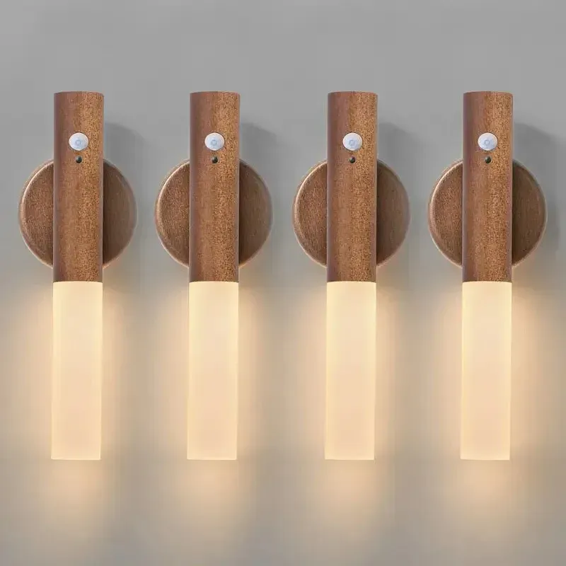 Lampe murale magnétique LED à détecteur de mouvement, rechargeable et portable, pour couloir, chambre, escaliers et armoire de salle de bain