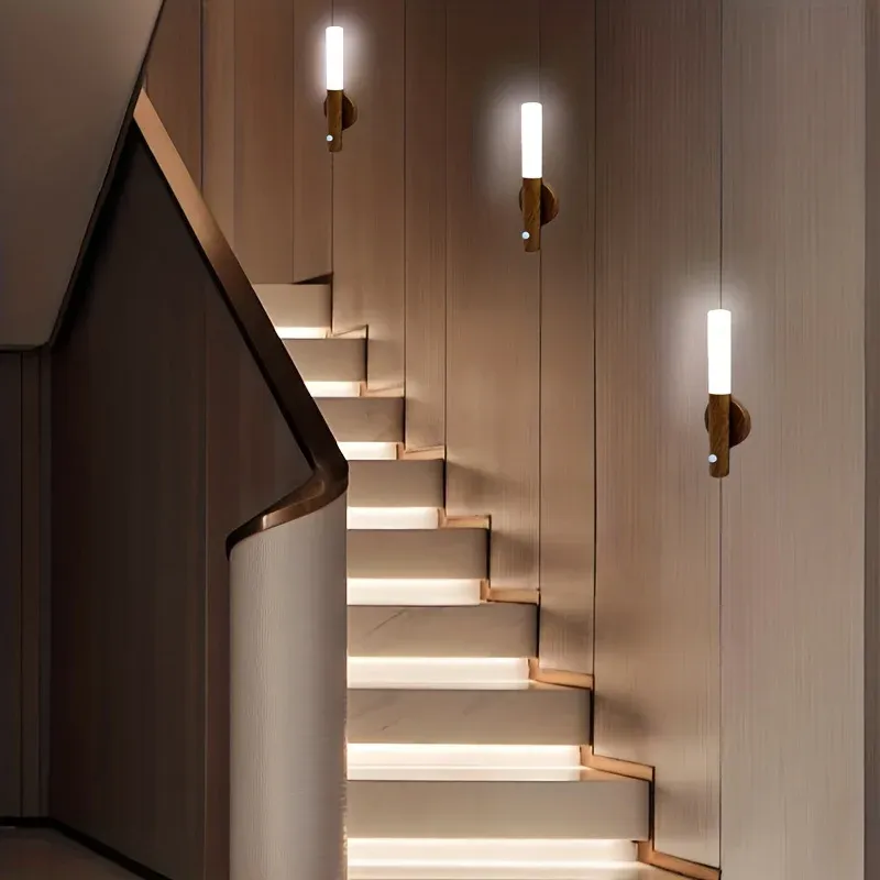 Lampe murale magnétique LED à détecteur de mouvement, rechargeable et portable, pour couloir, chambre, escaliers et armoire de salle de bain 4