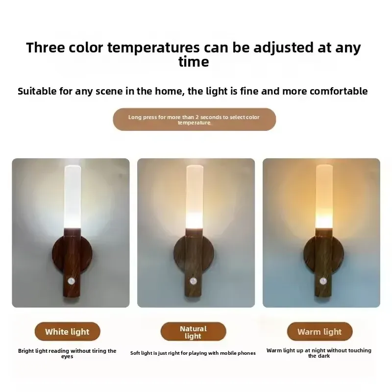 Lampe murale magnétique LED à détecteur de mouvement, rechargeable et portable, pour couloir, chambre, escaliers et armoire de salle de bain 5