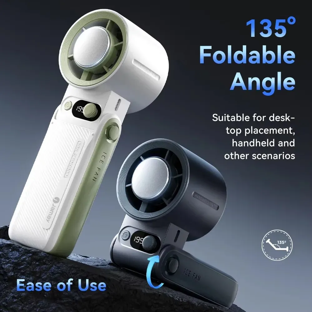 Ventilateur portatif pliable 3 en 1 199Gear F5PRO, mode turbo, affichage LED numérique, batterie 6000 mAh, usage extérieur 5
