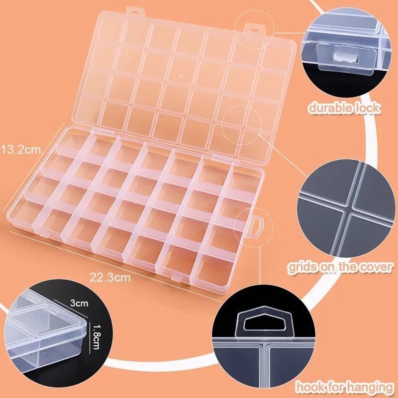 Boîte de rangement transparente en plastique pour bijoux, organisateur pour boucles d'oreilles et perles 3