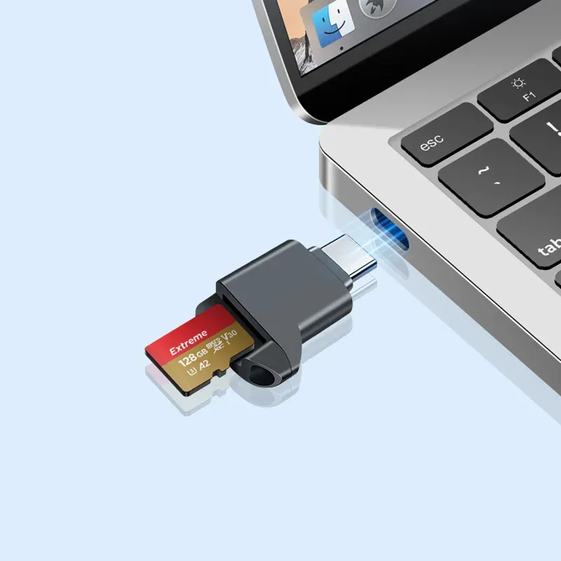 Lecteur de carte Mini TF Type-C 2.0, stockage externe, noir, extensible, pour clé USB, USB-C 2.0, compatible iPhone 17 et 16 2