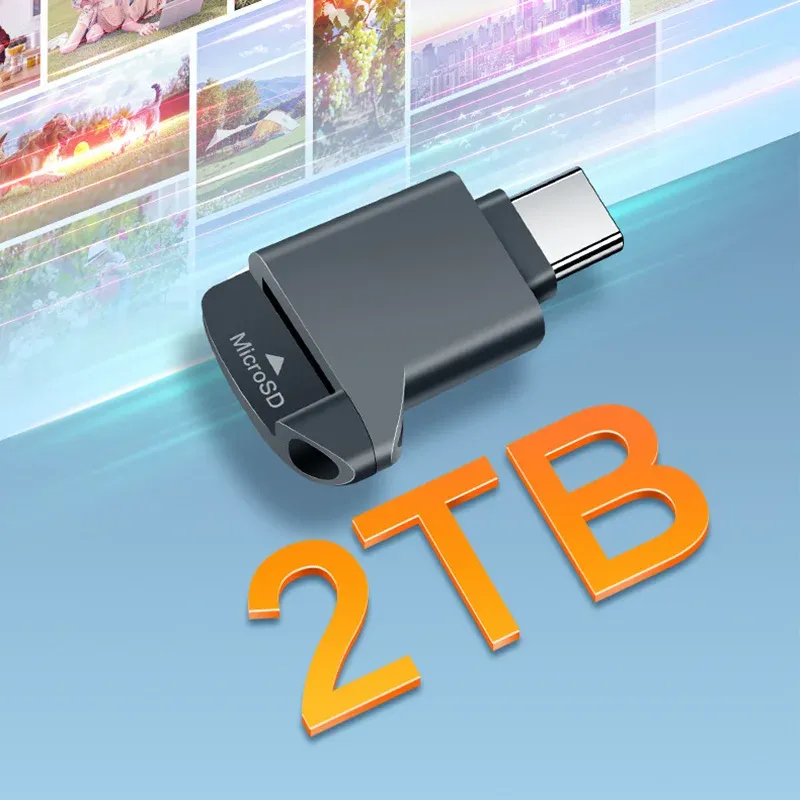 Lecteur de carte Mini TF Type-C 2.0, stockage externe, noir, extensible, pour clé USB, USB-C 2.0, compatible iPhone 17 et 16 3