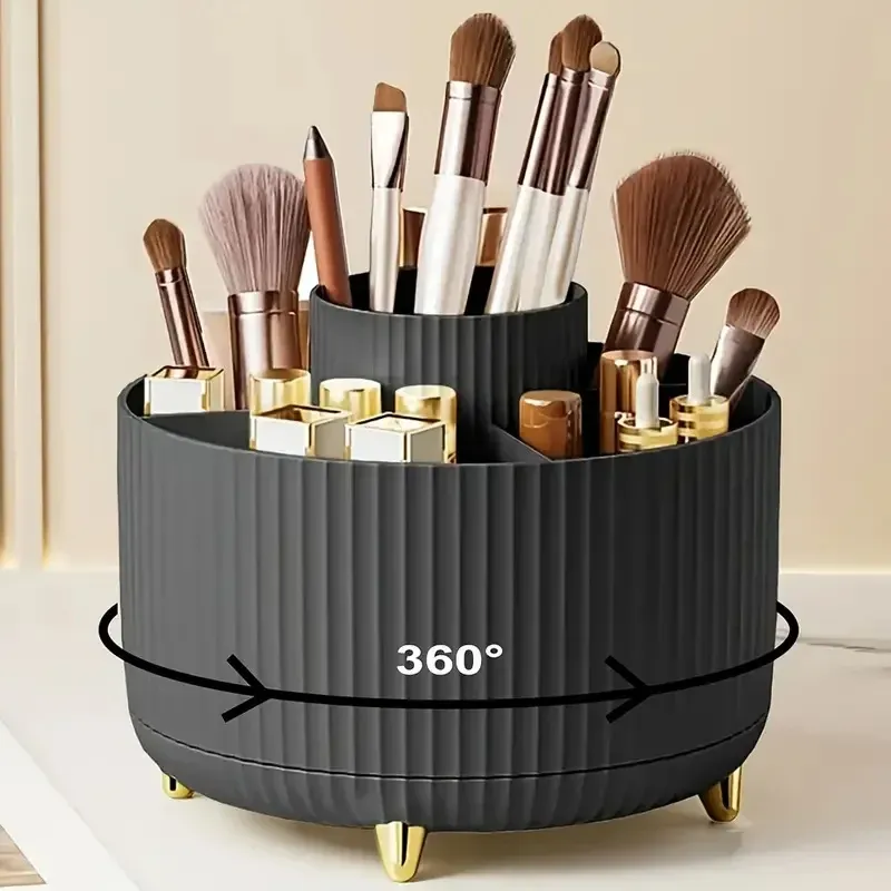 Organisateur rotatif à 360° pour pinceaux de maquillage, 5 emplacements, pour bureau, coiffeuse et salle de bain