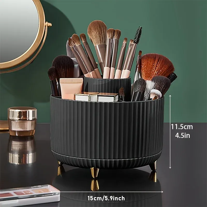 Organisateur rotatif à 360° pour pinceaux de maquillage, 5 emplacements, pour bureau, coiffeuse et salle de bain 6