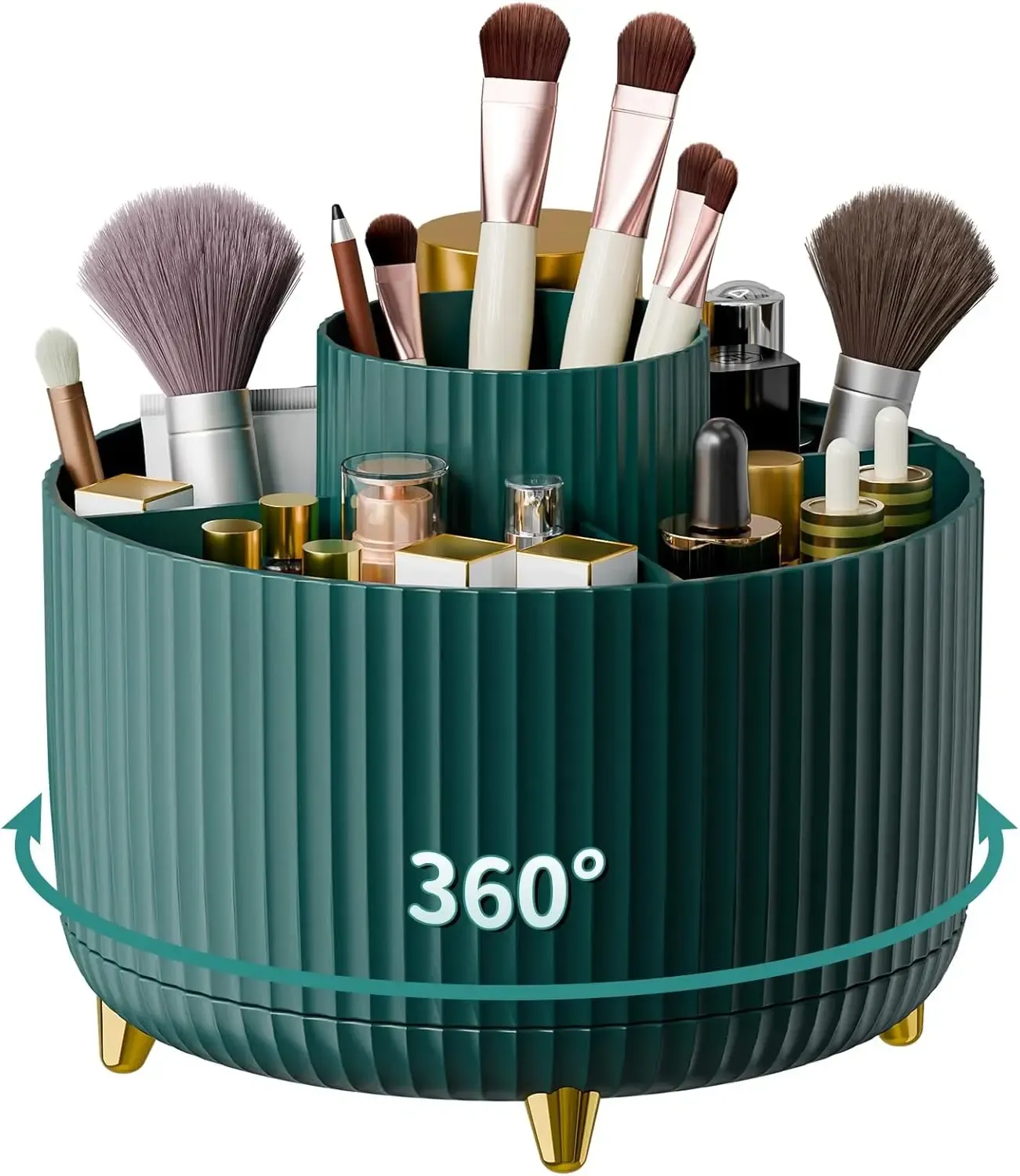 Organisateur rotatif à 360° pour pinceaux de maquillage, 5 emplacements, pour bureau, coiffeuse et salle de bain 12