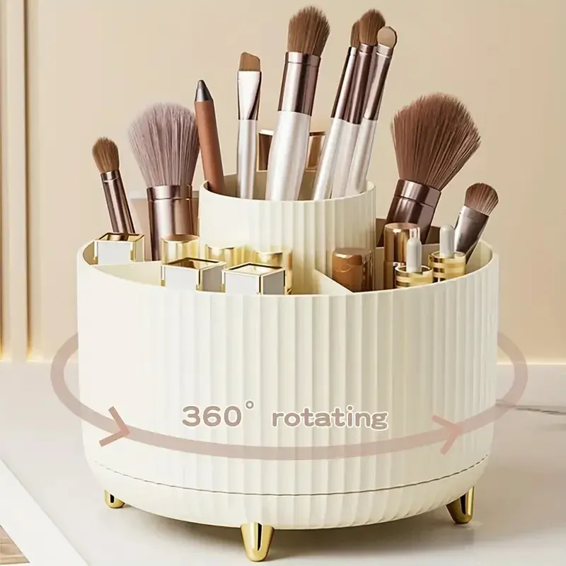 Organisateur rotatif à 360° pour pinceaux de maquillage, 5 emplacements, pour bureau, coiffeuse et salle de bain 15