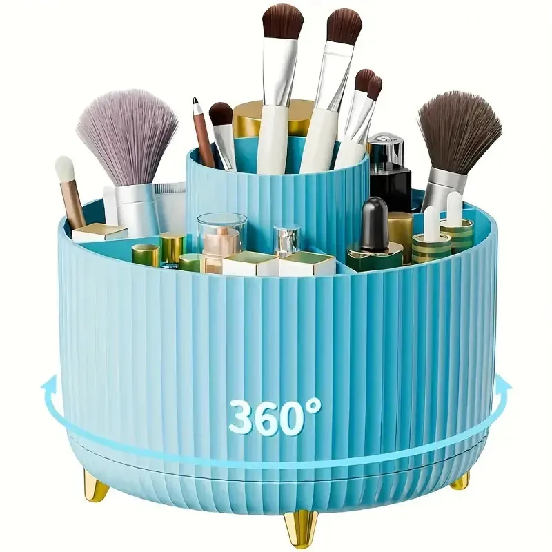 Organisateur rotatif à 360° pour pinceaux de maquillage, 5 emplacements, pour bureau, coiffeuse et salle de bain 14