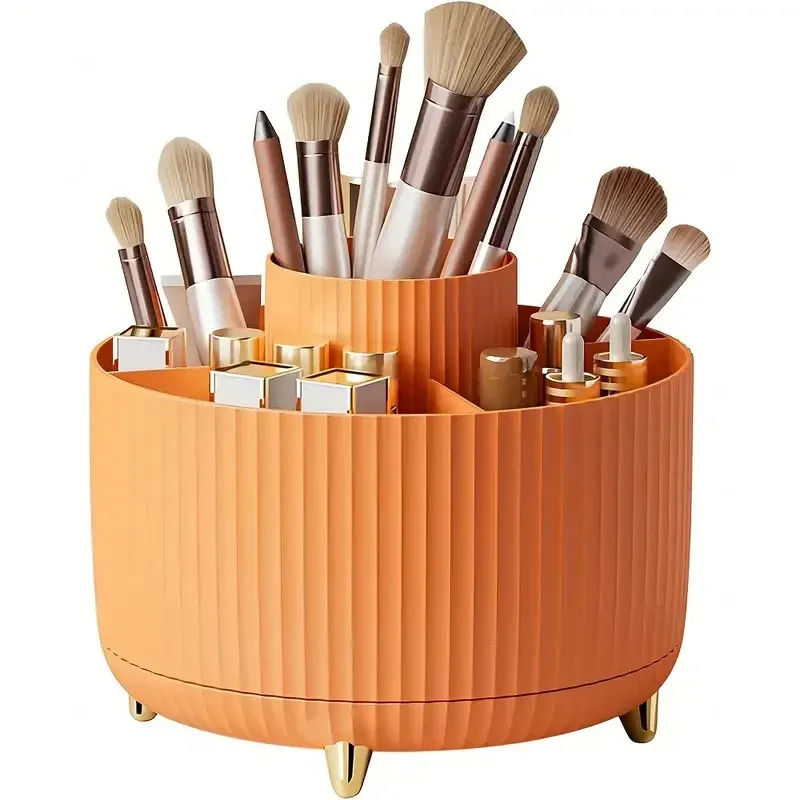 Organisateur rotatif à 360° pour pinceaux de maquillage, 5 emplacements, pour bureau, coiffeuse et salle de bain 9
