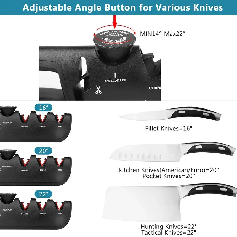 Affûteur de couteaux professionnel à angle réglable en 4 étapes, pour ciseaux et couteaux de cuisine 2