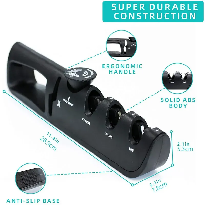 Affûteur de couteaux professionnel à angle réglable en 4 étapes, pour ciseaux et couteaux de cuisine 3