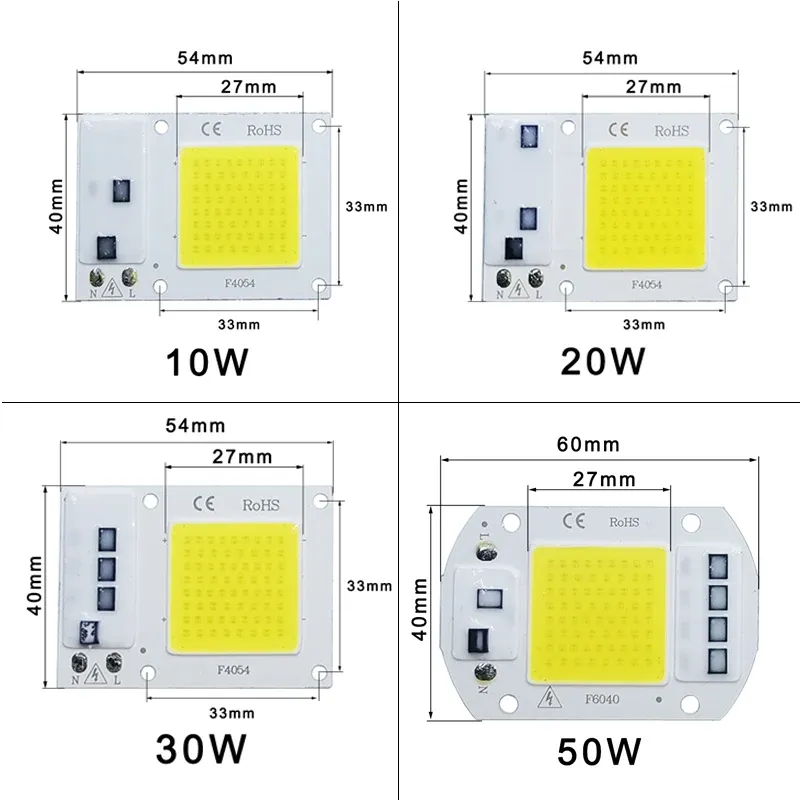 Projecteur LED COB 10 W, 20 W, 30 W, 50 W, 220 V à 240 V CA, IP65, puce intelligente IC, sans driver, DIY 3