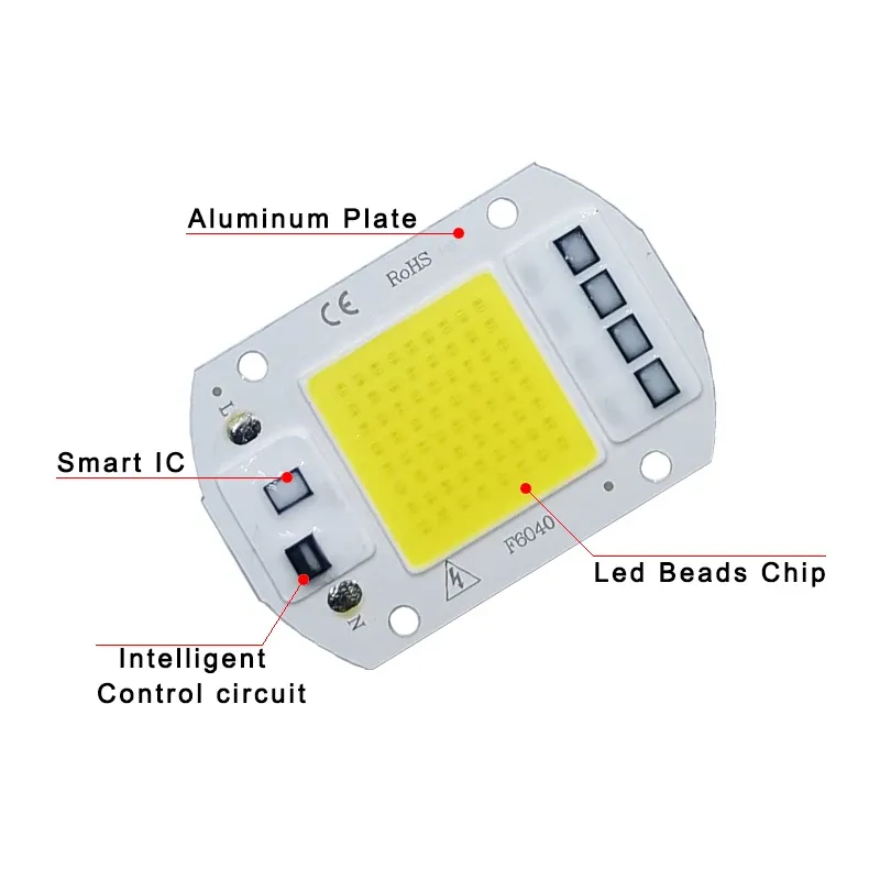 Projecteur LED COB 10 W, 20 W, 30 W, 50 W, 220 V à 240 V CA, IP65, puce intelligente IC, sans driver, DIY 5