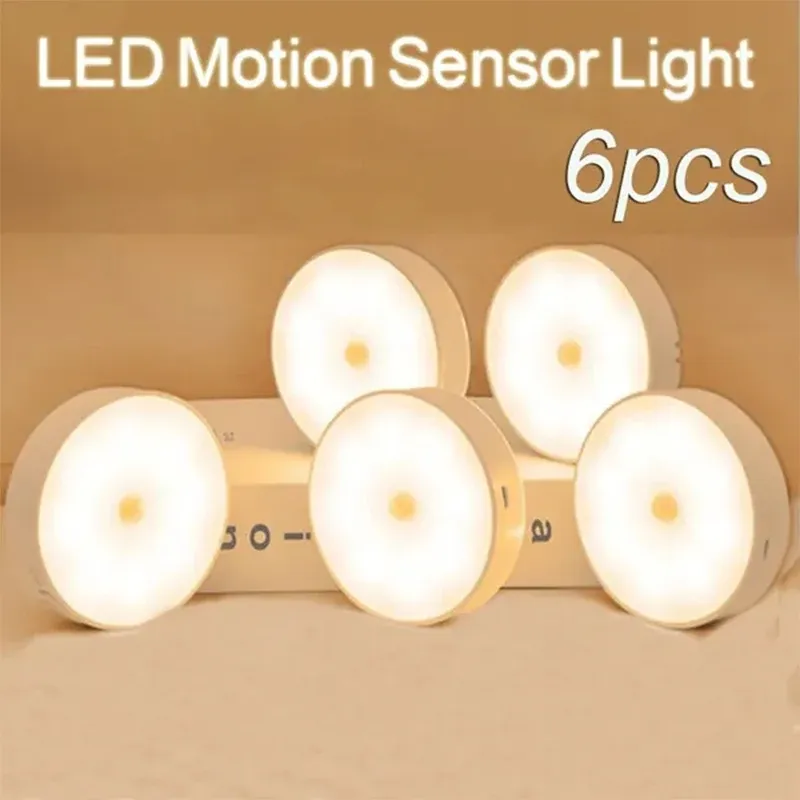 Veilleuse LED avec capteur de mouvement PIR, rechargeable par USB, lampe sans fil pour armoire de cuisine, lampe de garde-robe, éclairage d'escalier - Image 1