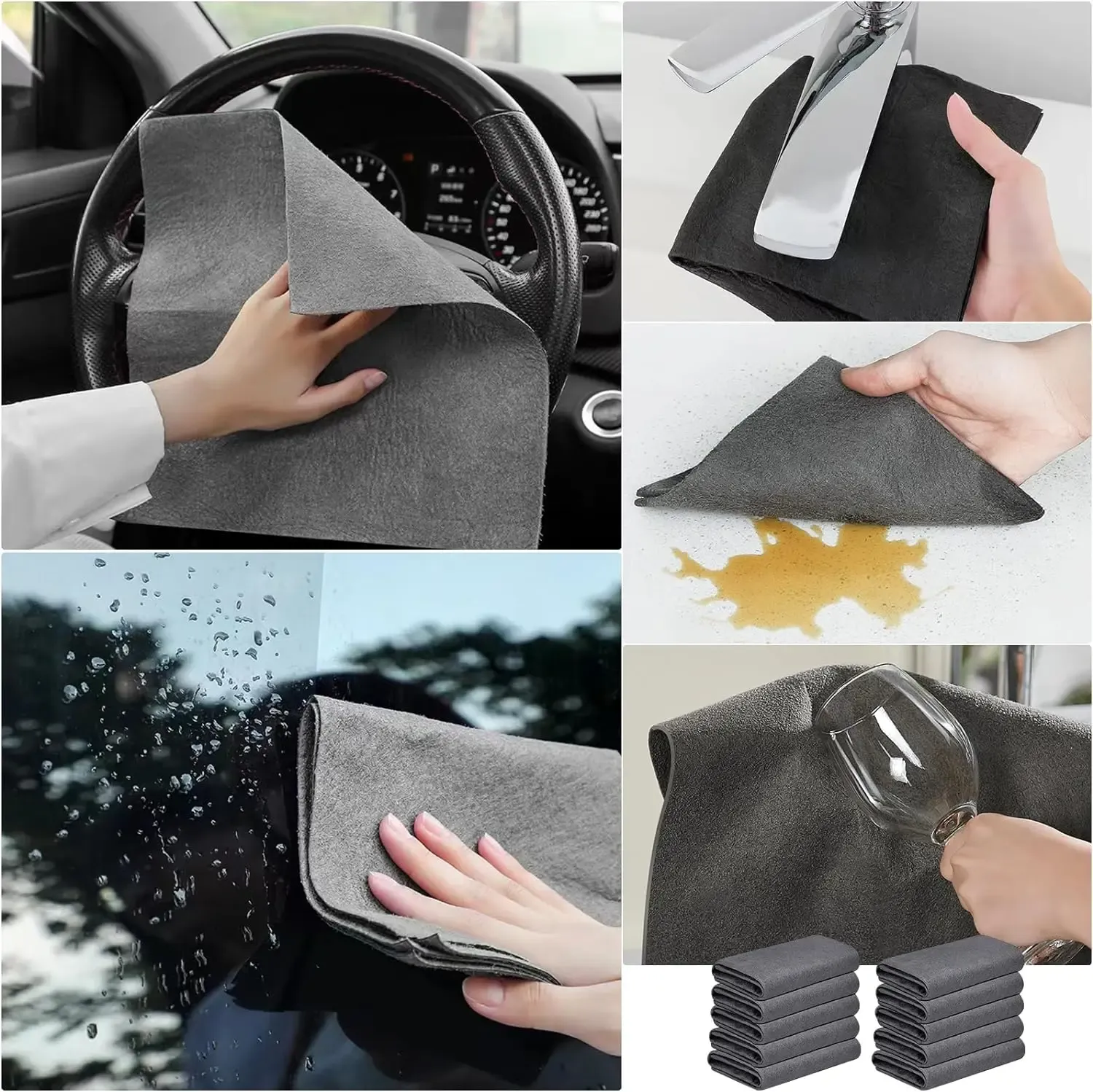 Chiffons de nettoyage réutilisables en microfibre pour vitres, lavables et non pelucheux, lot de 1, 3, 5 ou 10 pièces 3