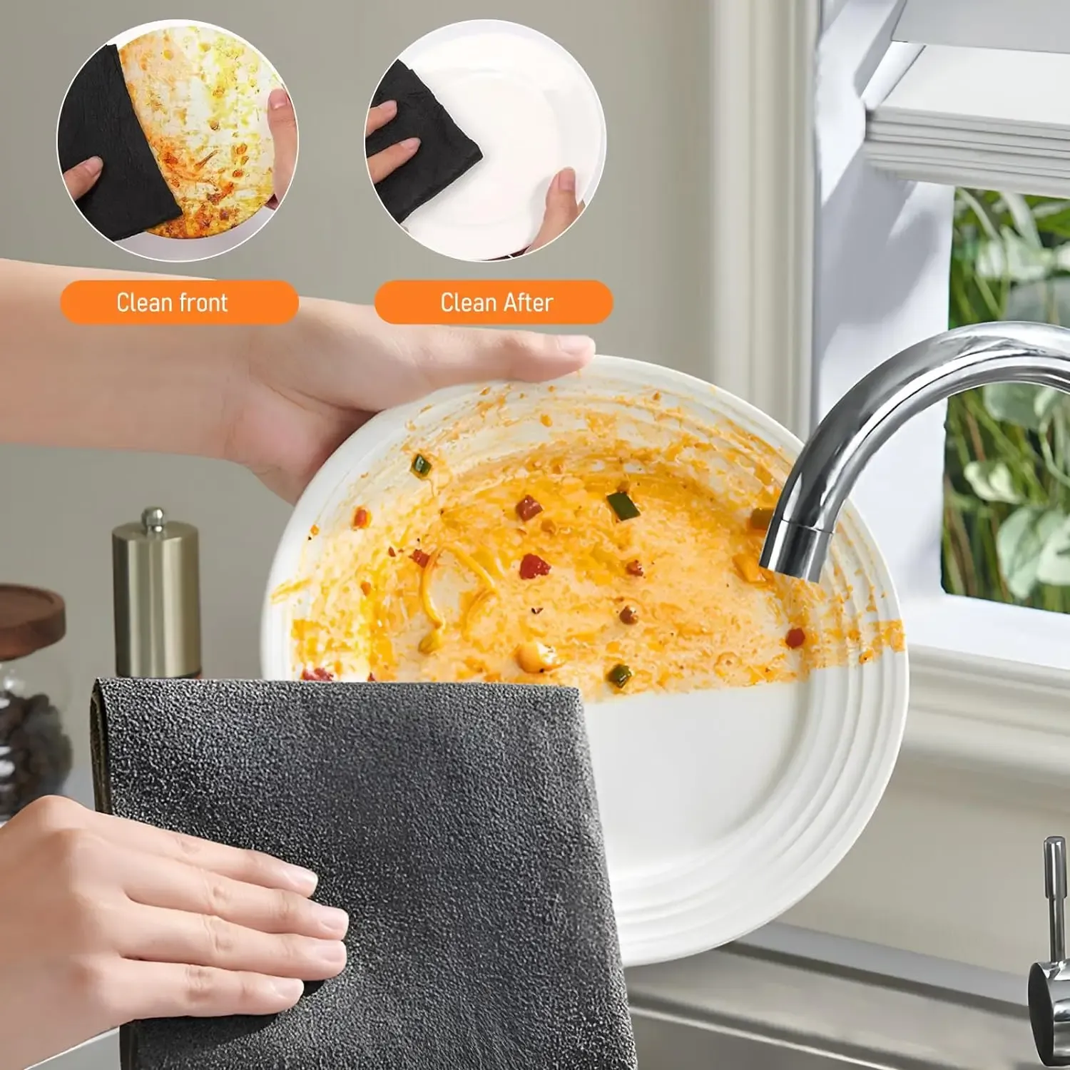 Chiffons de nettoyage réutilisables en microfibre pour vitres, lavables et non pelucheux, lot de 1, 3, 5 ou 10 pièces 2