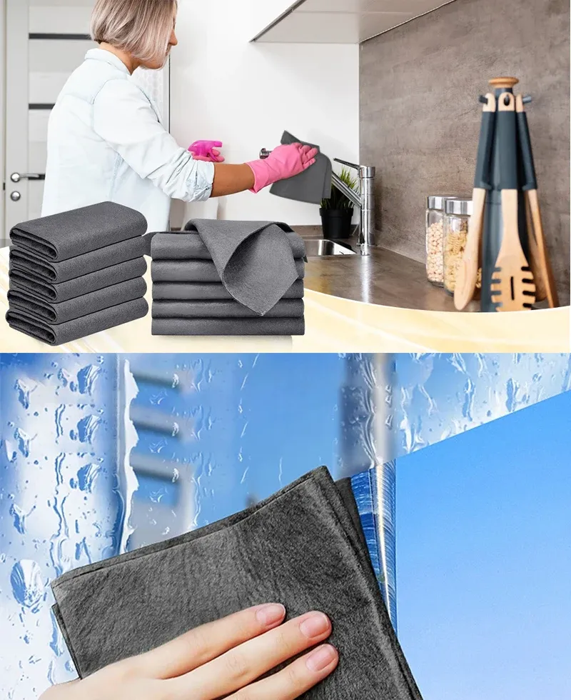 Chiffon de nettoyage en microfibre gris, vue détaillée