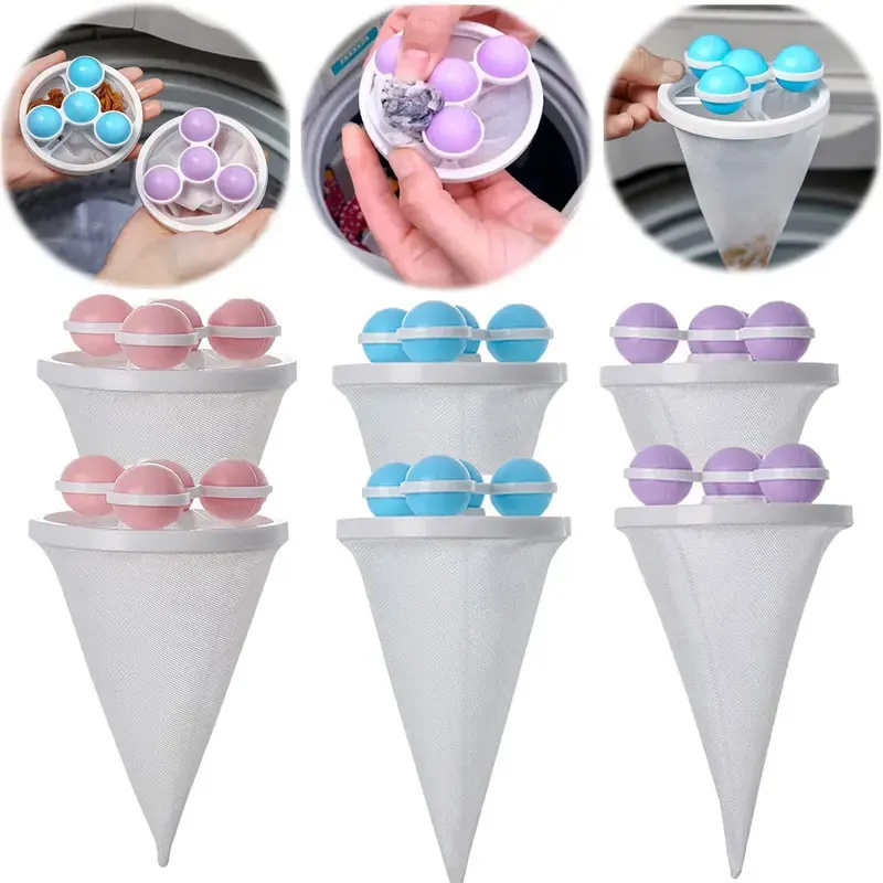 Sac filtre réutilisable pour machine à laver, attrape-peluches flottant pour poils d'animaux 4