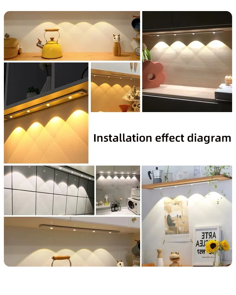 Lumière LED d'armoire intégrée dans un intérieur de cuisine