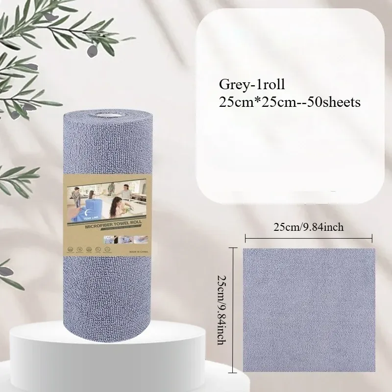 Rouleau de lingettes de nettoyage réutilisables en microfibre, 50 feuilles 6