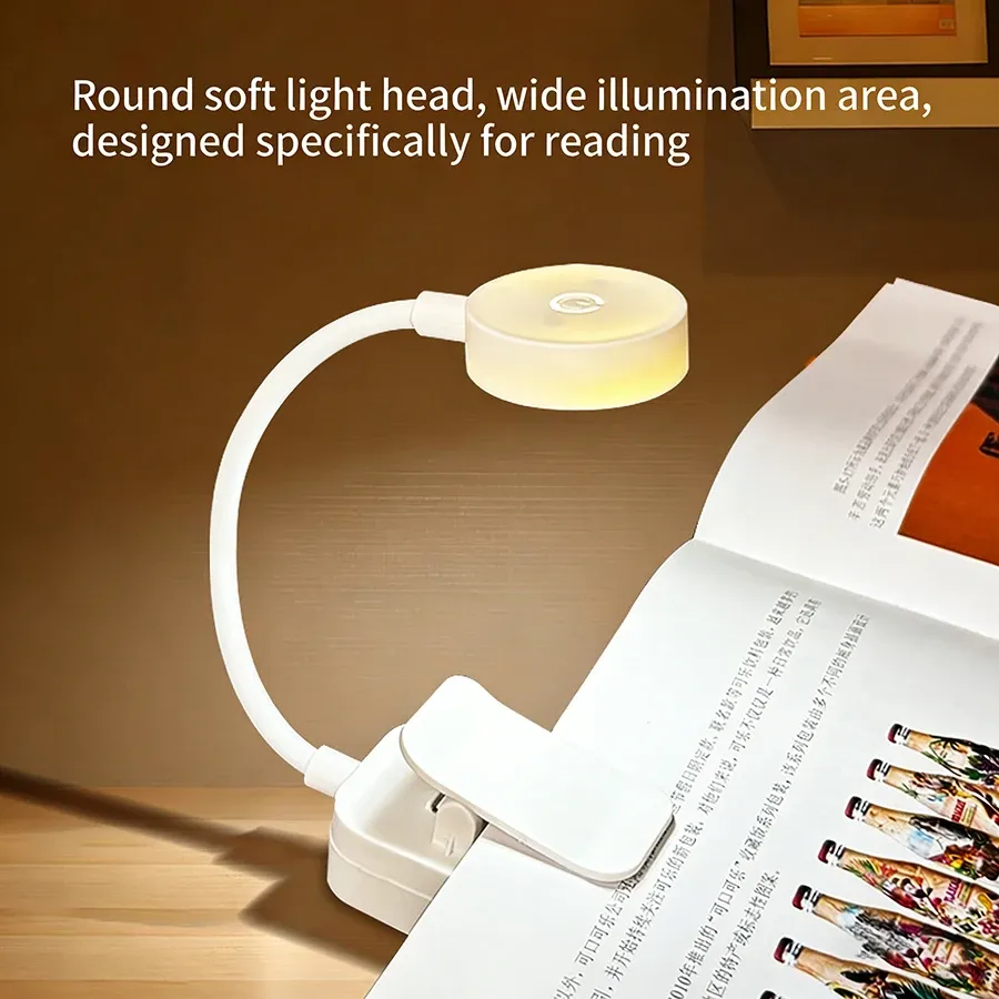 Lampe de bureau LED rechargeable à pince, 3 couleurs et intensité variable, protection des yeux 3