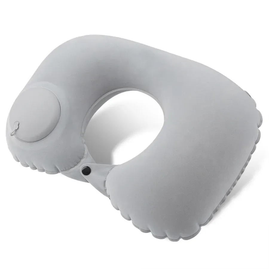 Coussin de nuque gonflable et portable, revêtement en flocage, facile à ranger et à gonfler, idéal pour les voyages, le camping et les déplacements professionnels 12