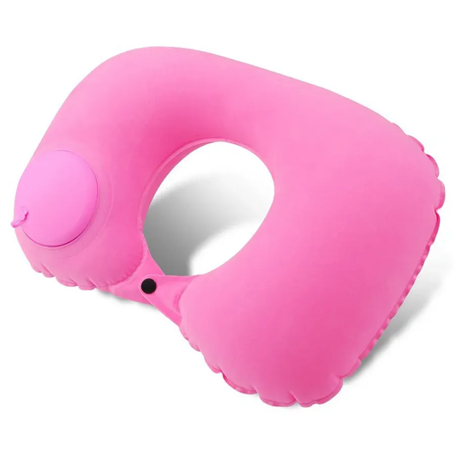 Coussin de nuque gonflable et portable, revêtement en flocage, facile à ranger et à gonfler, idéal pour les voyages, le camping et les déplacements professionnels 8
