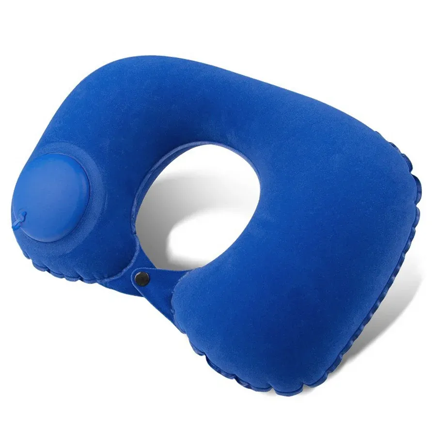 Coussin de nuque gonflable et portable, revêtement en flocage, facile à ranger et à gonfler, idéal pour les voyages, le camping et les déplacements professionnels 9