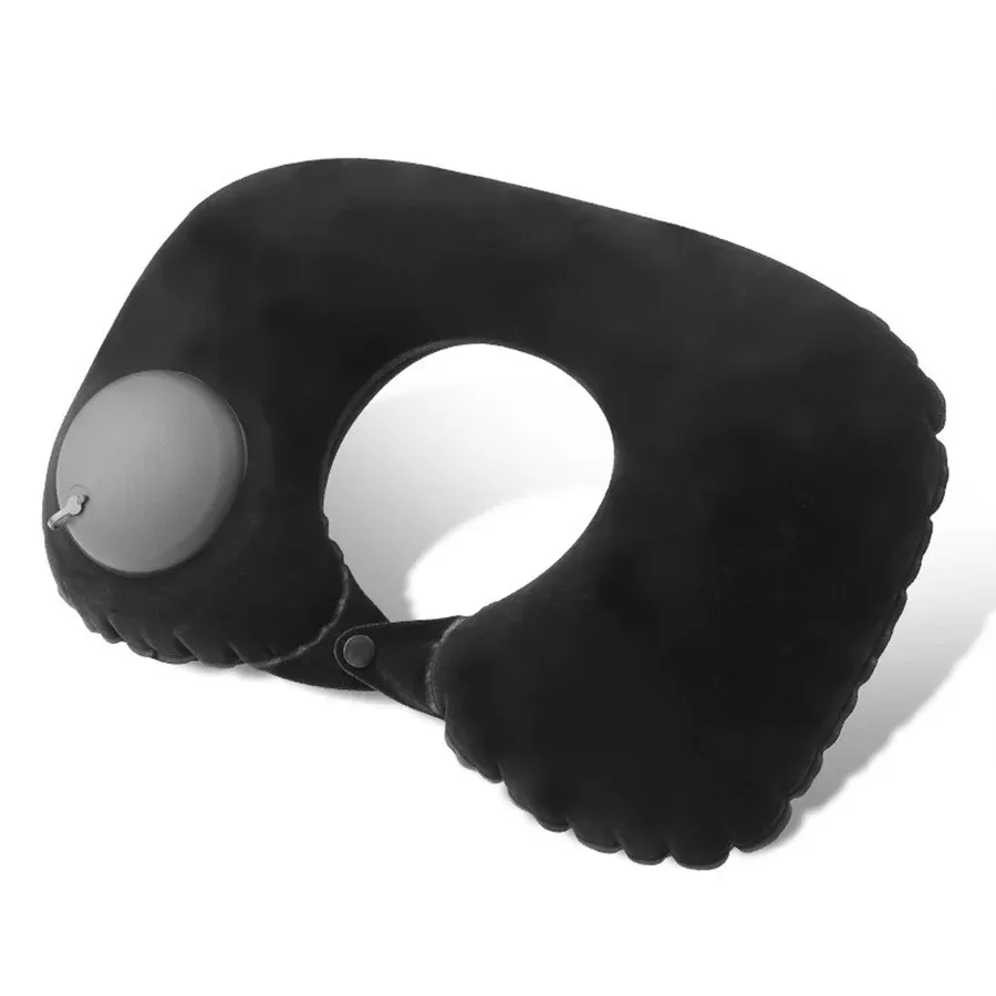Coussin de nuque gonflable et portable, revêtement en flocage, facile à ranger et à gonfler, idéal pour les voyages, le camping et les déplacements professionnels 11