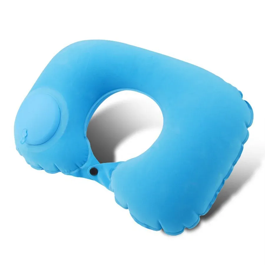 Coussin de nuque gonflable et portable, revêtement en flocage, facile à ranger et à gonfler, idéal pour les voyages, le camping et les déplacements professionnels 7
