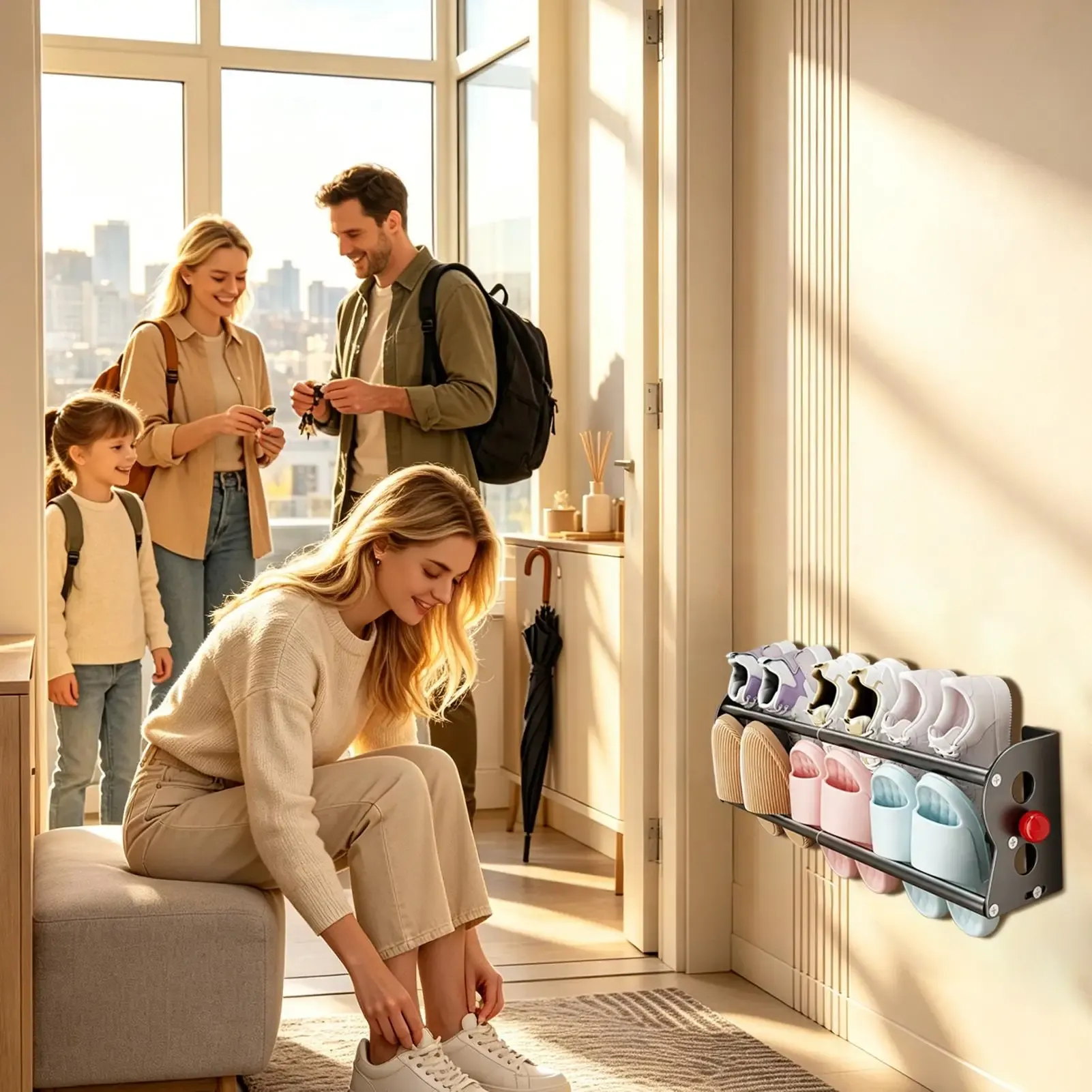 Range-chaussures magnétique extensible à double couche pour pantoufles et baskets, à suspendre à la porte, pour propriétaires, locataires, résidents et collectionneurs 3