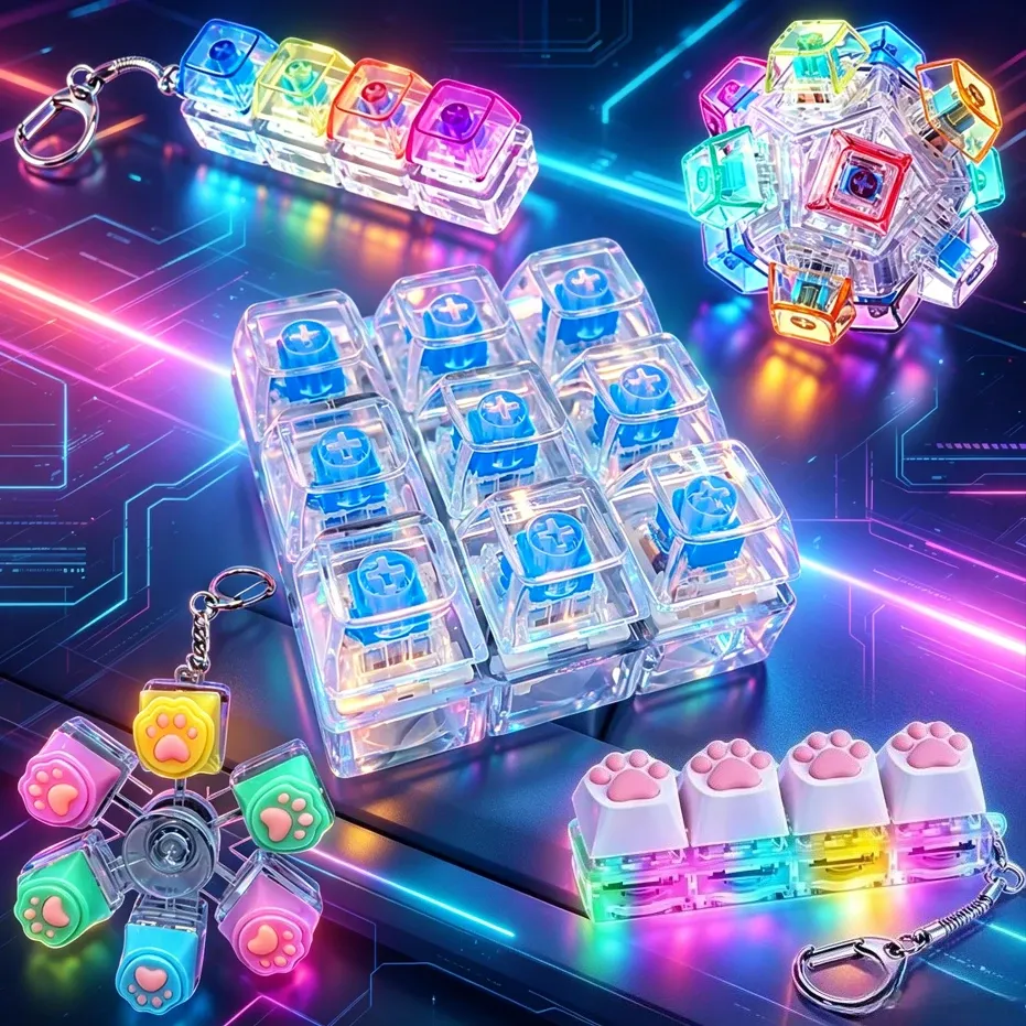 Porte-clés LED Anti-Stress à Bouton Cliquable