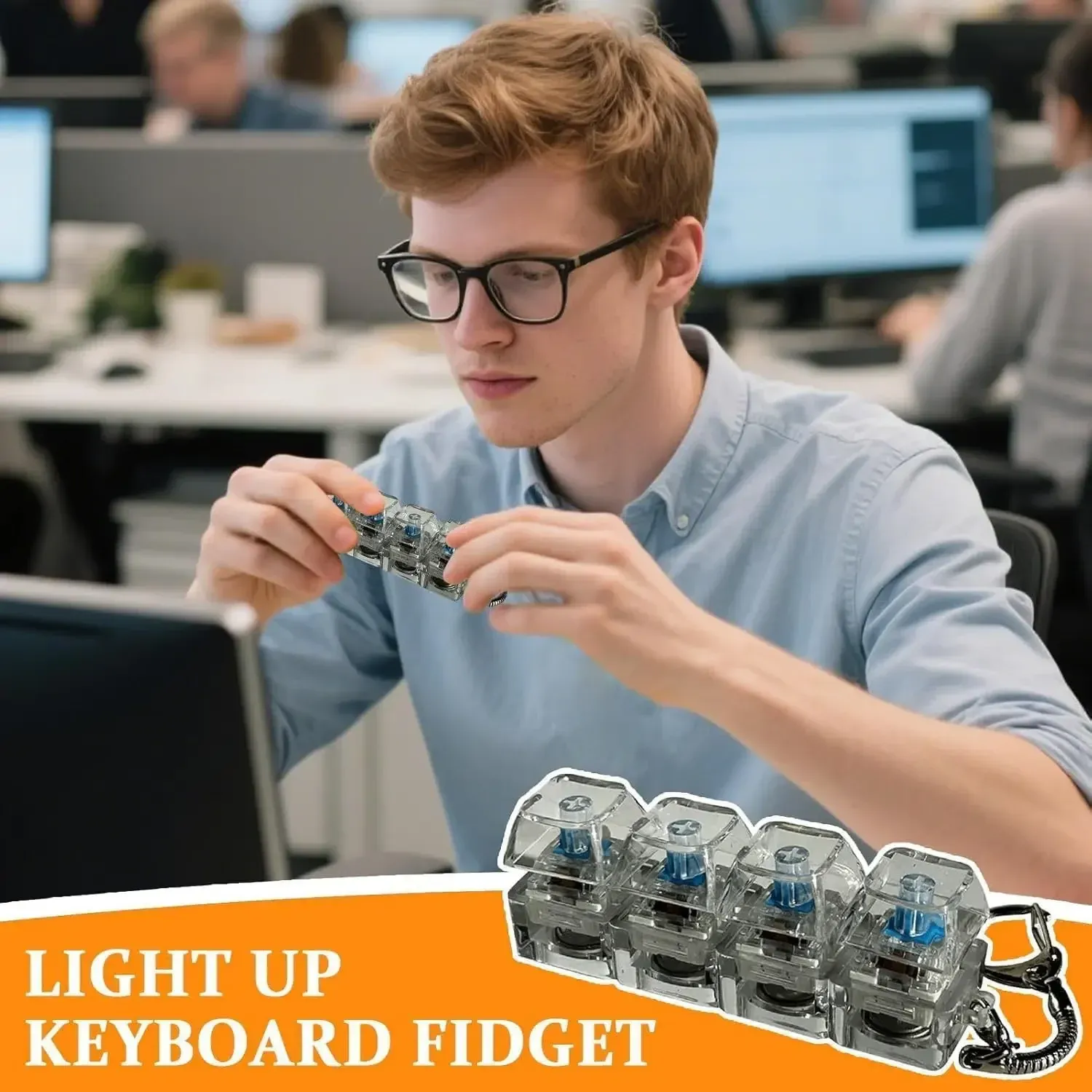 Porte-clés LED clavier, lumière allumée