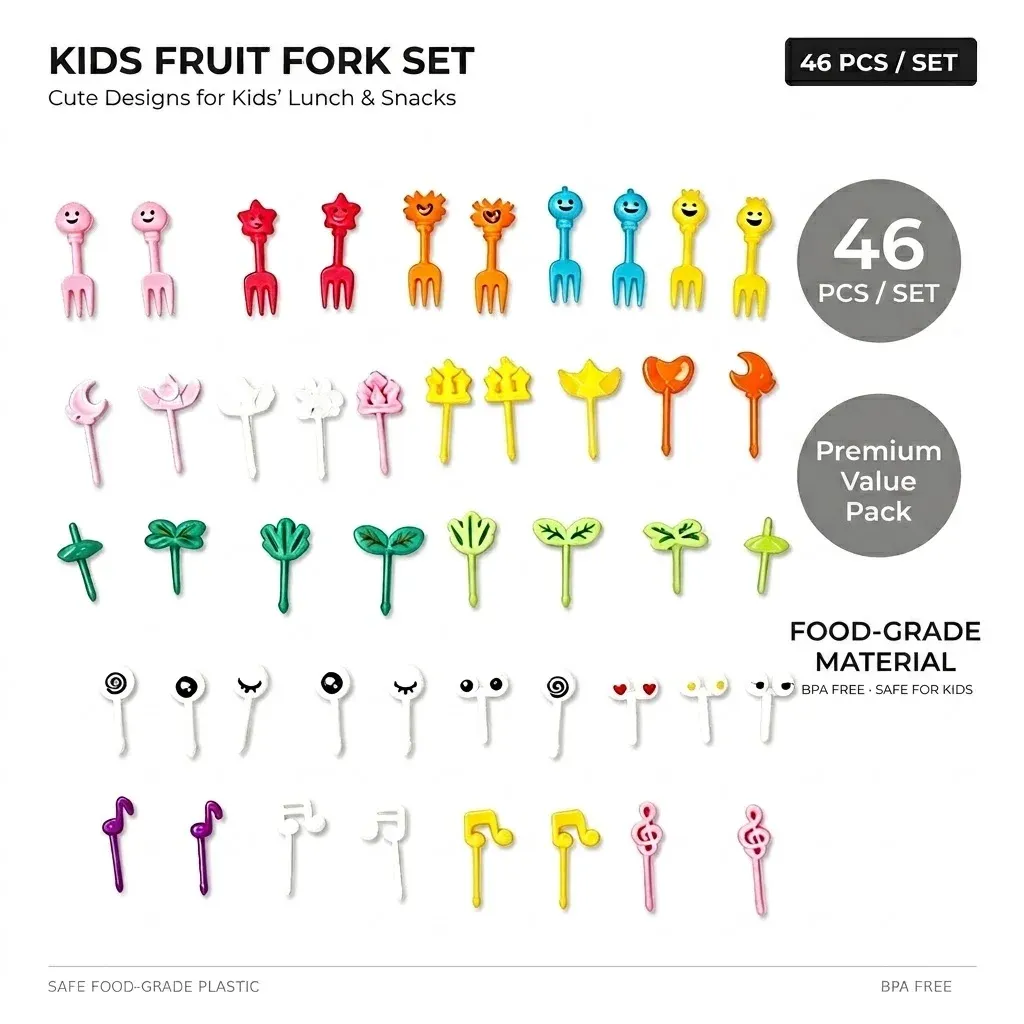 Mini fourchettes à fruits en plastique pour enfants, lot de pics alimentaires pour boîte bento 9