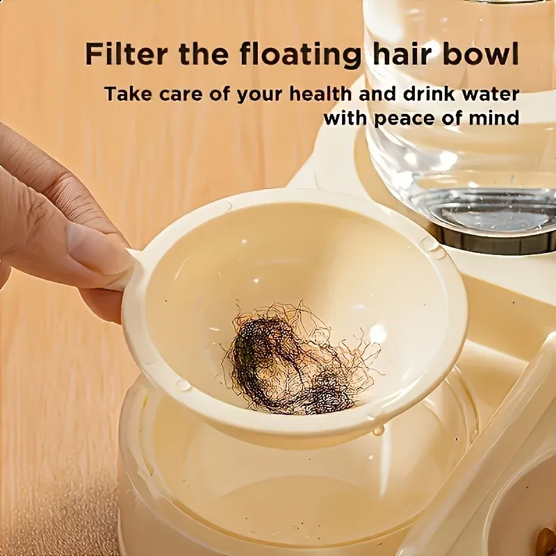 Distributeur automatique 2-en-1 d'eau et de nourriture pour chats et petits chiens, avec bol à gravité et compartiments séparés pour aliments humides et secs 5