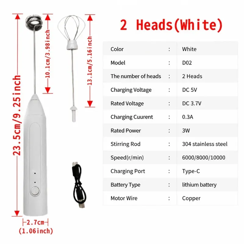 Mousseur à lait sans fil et portable, mini batteur électrique pour café, œufs et cuisine 9