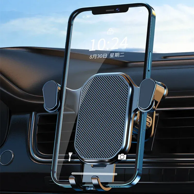 Support de téléphone de voiture à gravité pour grille d'aération, compatible iPhone, Xiaomi, Samsung et Huawei 2